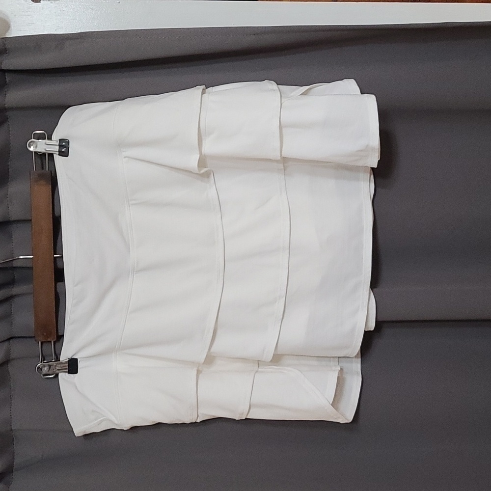 Idealogy Womens Athletic Skort White Stretch Back Zip‎ Pocket Ruffly Sz XXL EUC